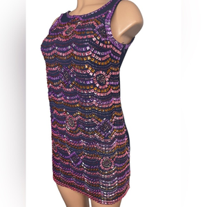 Cooperative Rhinestone‎ multi color dress cut out back with tie mini